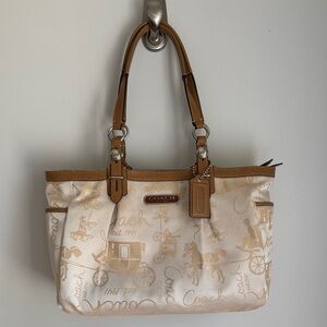 Coach Beige and Brown Tote Bag